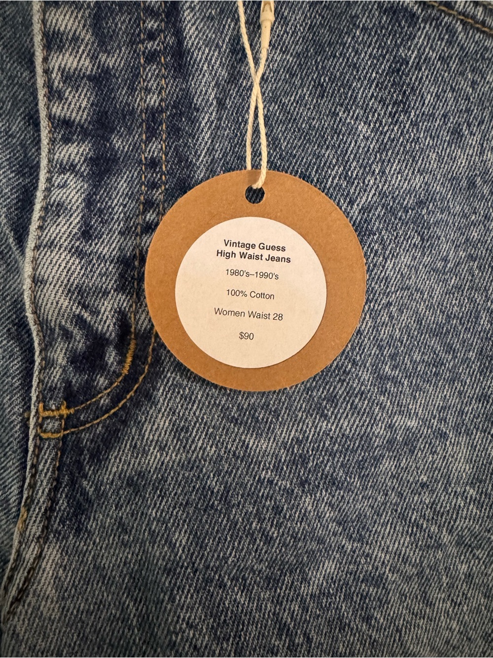 Authentic Vintage 90’s Guess High-Rise Women's Blue Denim Jeans 0050 - Picture 3 of 3